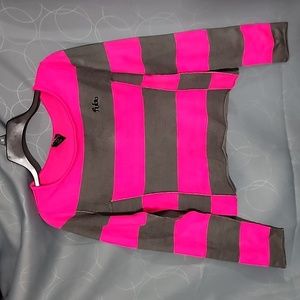 Womens Med Pink & Gray Sweater